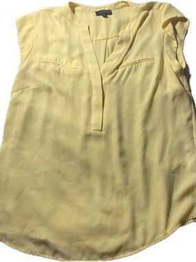 The Limited Pale Yellow Cap-Sleeve V-Neck Blouse